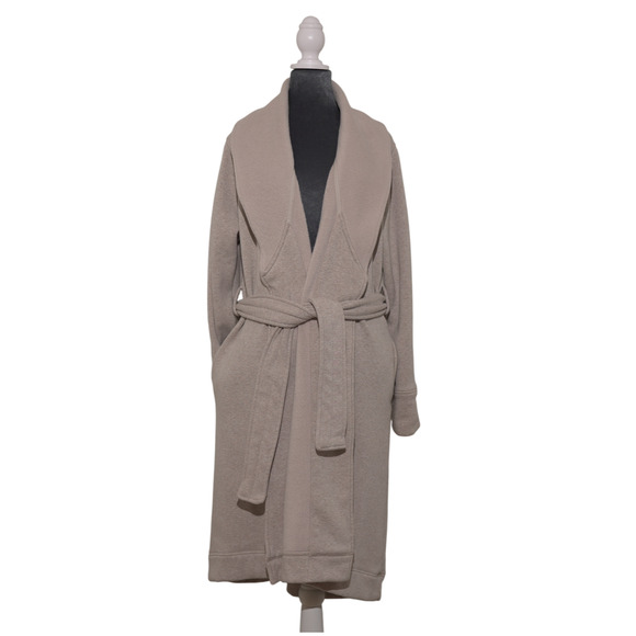 UGG Jackets & Blazers - UGG Shawl-Collar Belted Open-Front Coat Sz XL Cream, w/ Pockets Cotton EUC